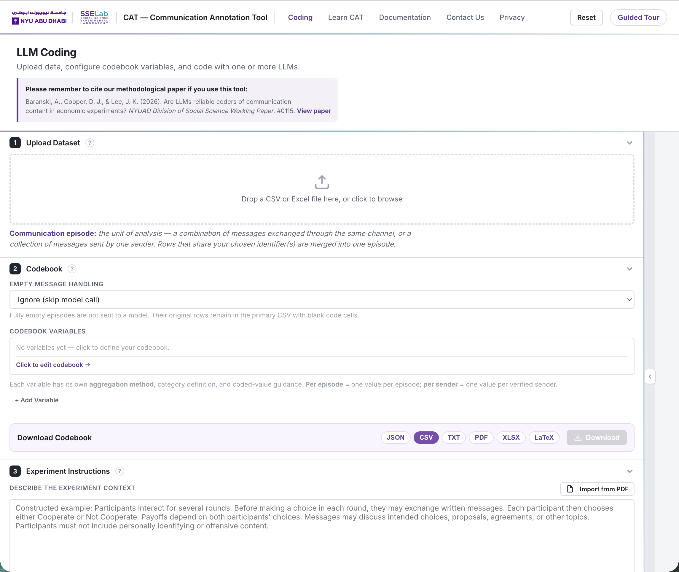 CAT Communication Annotation Tool coding interface after analytics consent